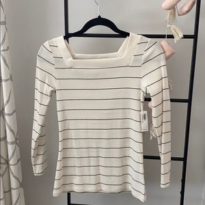 Ivory Striped Sweater Top